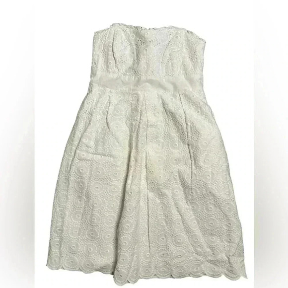 Lilly Pulitzer Dresses & Skirts - Lilly Pulitzer Womens White Eyelet Cotton Betsey Strapless Dress Sz 2